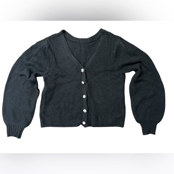 1.STATE Jewel Back Button Up Balloon Sleeve Sweater Cardigan - Picture 6 of 10